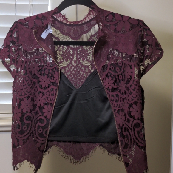 Purple and Black Lace Crop Top - Picture 9 of 9